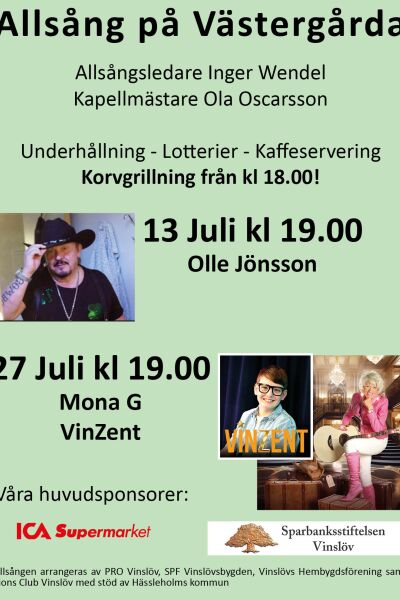 Allsång på Västergårda i Vinslöv