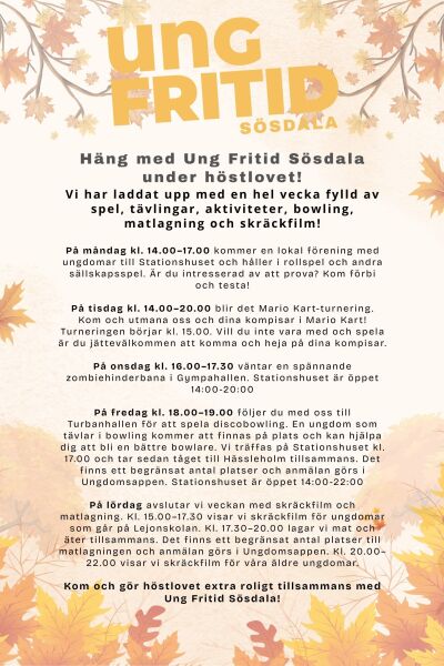 Höstlovet på Ung Fritid Sösdala
