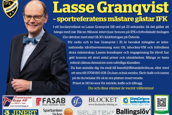 Lasse Granqvist gäst på IFK Hässleholms fotbollskafé